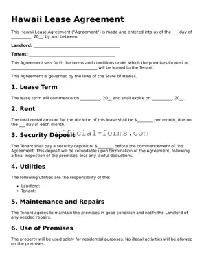 Official Hawaii Lease Agreement Document