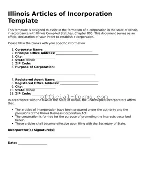 Official Illinois Articles of Incorporation Document