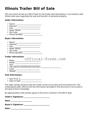 Official Illinois Trailer Bill of Sale Document