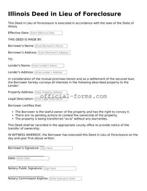Official Illinois Deed in Lieu of Foreclosure Document