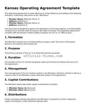 Official Kansas Operating Agreement Document