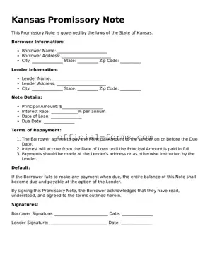 Official Kansas Promissory Note Document