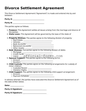 Attorney-Verified Divorce Settlement Agreement Template
