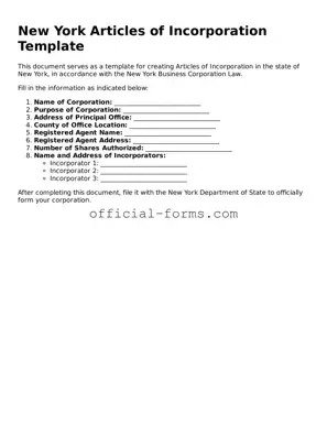 Official New York Articles of Incorporation Document