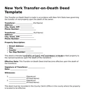 Official New York Transfer-on-Death Deed Document
