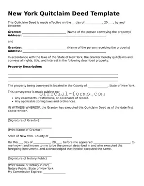 Official New York Quitclaim Deed Document