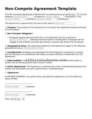 Attorney-Verified Non-compete Agreement Template