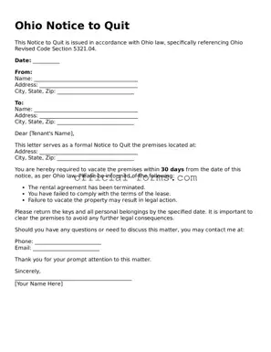 Official Ohio Notice to Quit Document