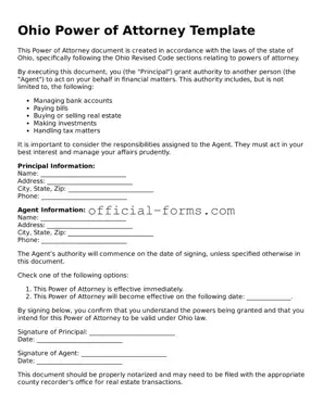 Official Ohio Power of Attorney Document