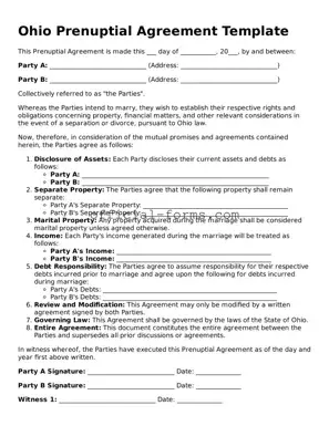 Official Ohio Prenuptial Agreement Document