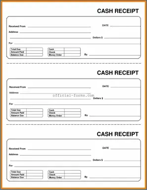 Blank Cash Receipt Form