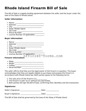 Official Rhode Island Firearm Bill of Sale Document
