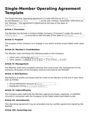 Attorney-Verified Single-Member Operating Agreement Template