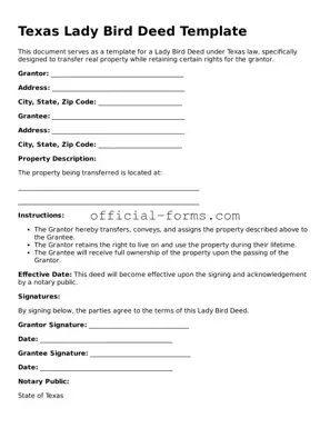 Official Texas Lady Bird Deed Document