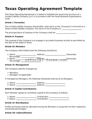 Official Texas Operating Agreement Document