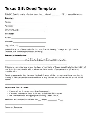 Official Texas Gift Deed Document