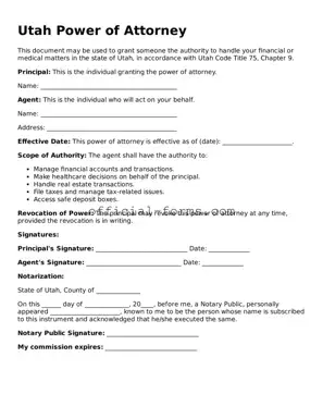 Official Utah Power of Attorney Document