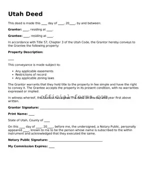 Official Utah Deed Document