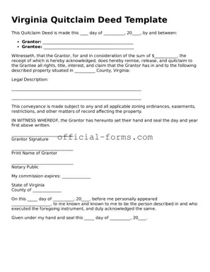Official Virginia Quitclaim Deed Document