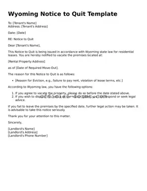 Official Wyoming Notice to Quit Document