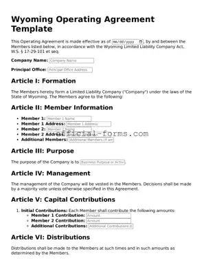 Official Wyoming Operating Agreement Document