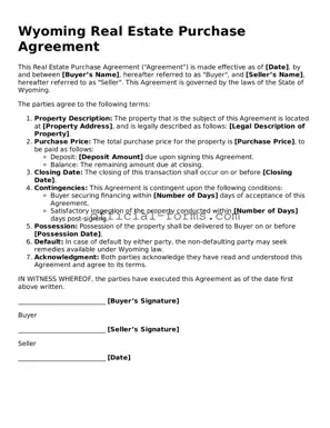 Official Wyoming Real Estate Purchase Agreement Document
