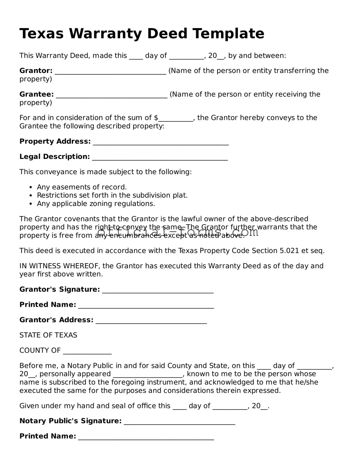 Official Texas Deed Document