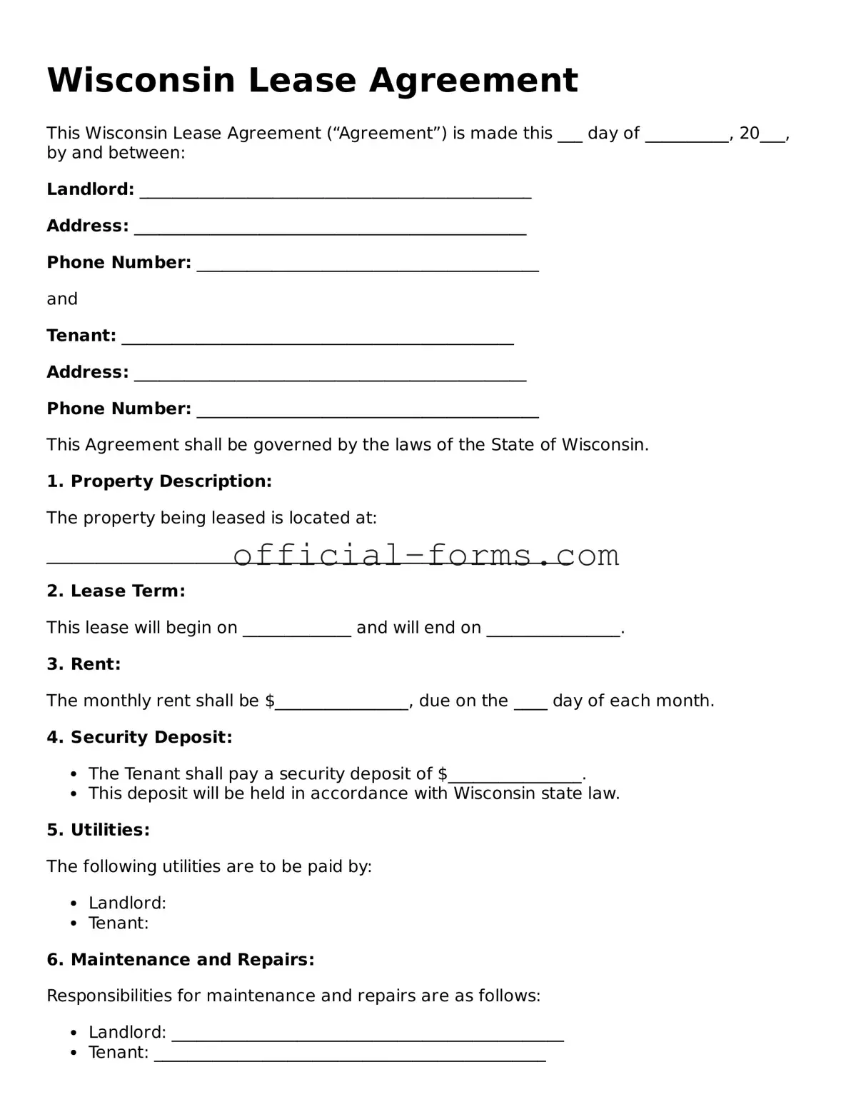 Official Wisconsin Lease Agreement Document