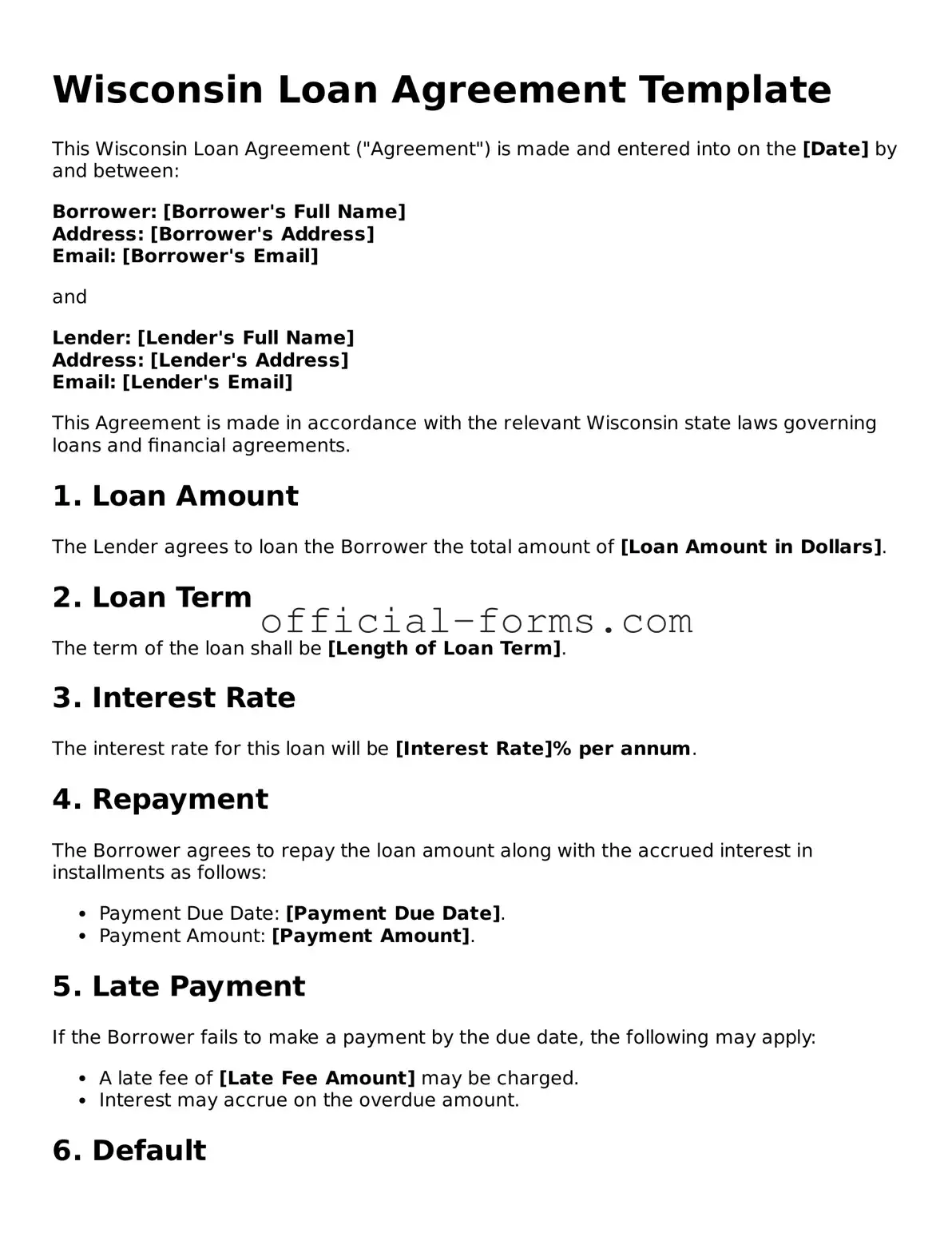Official Wisconsin Loan Agreement Document