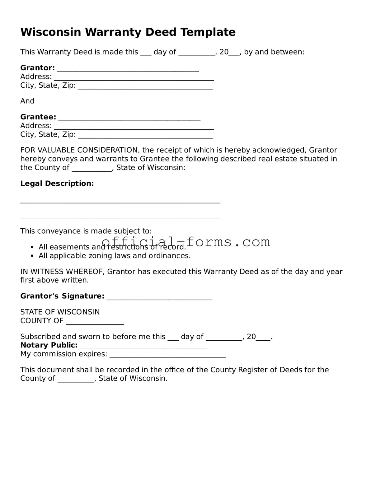 Official Wisconsin Deed Document