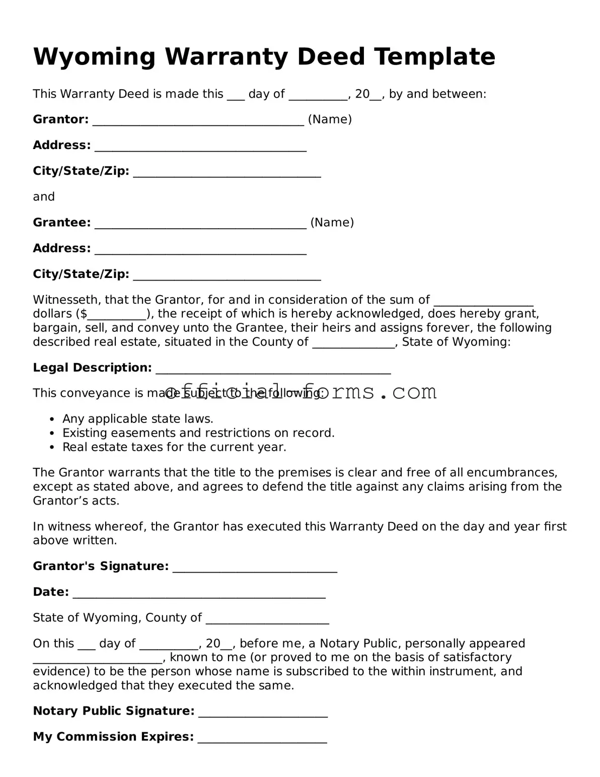 Official Wyoming Deed Document